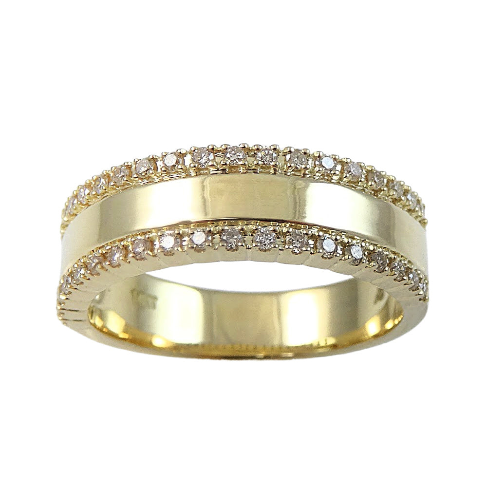 Diamond Ring Band With Plain Center 14K Gold