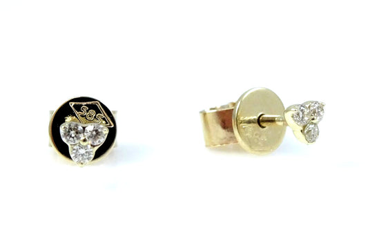 Miniature Trio Diamond Earrings 14K Gold