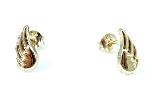 Miniature Angel Wing Earrings 14KY Gold