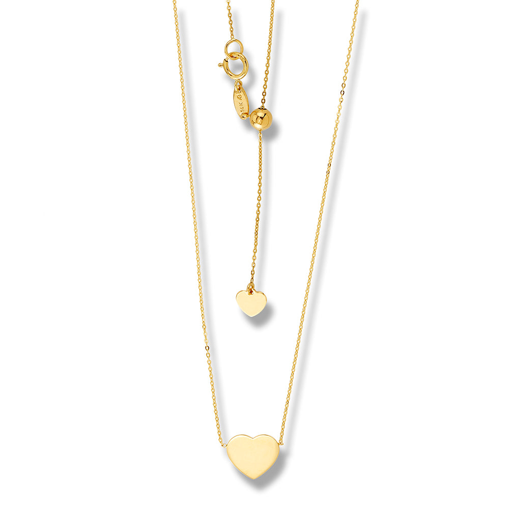 Heart Adjustable Choker Necklace 14K Yellow Gold