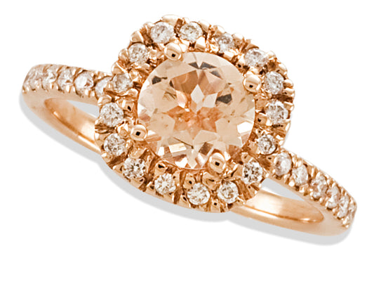 Rose Soleil Morganite & Diamond Ring 14K Rose Gold