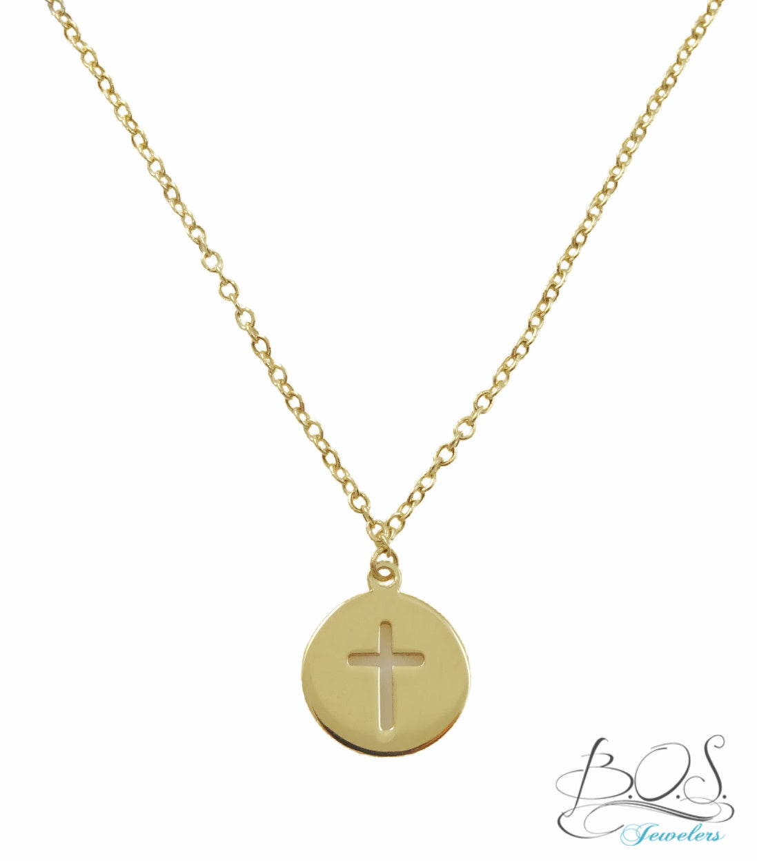 Circle Cross Necklace 14K Gold