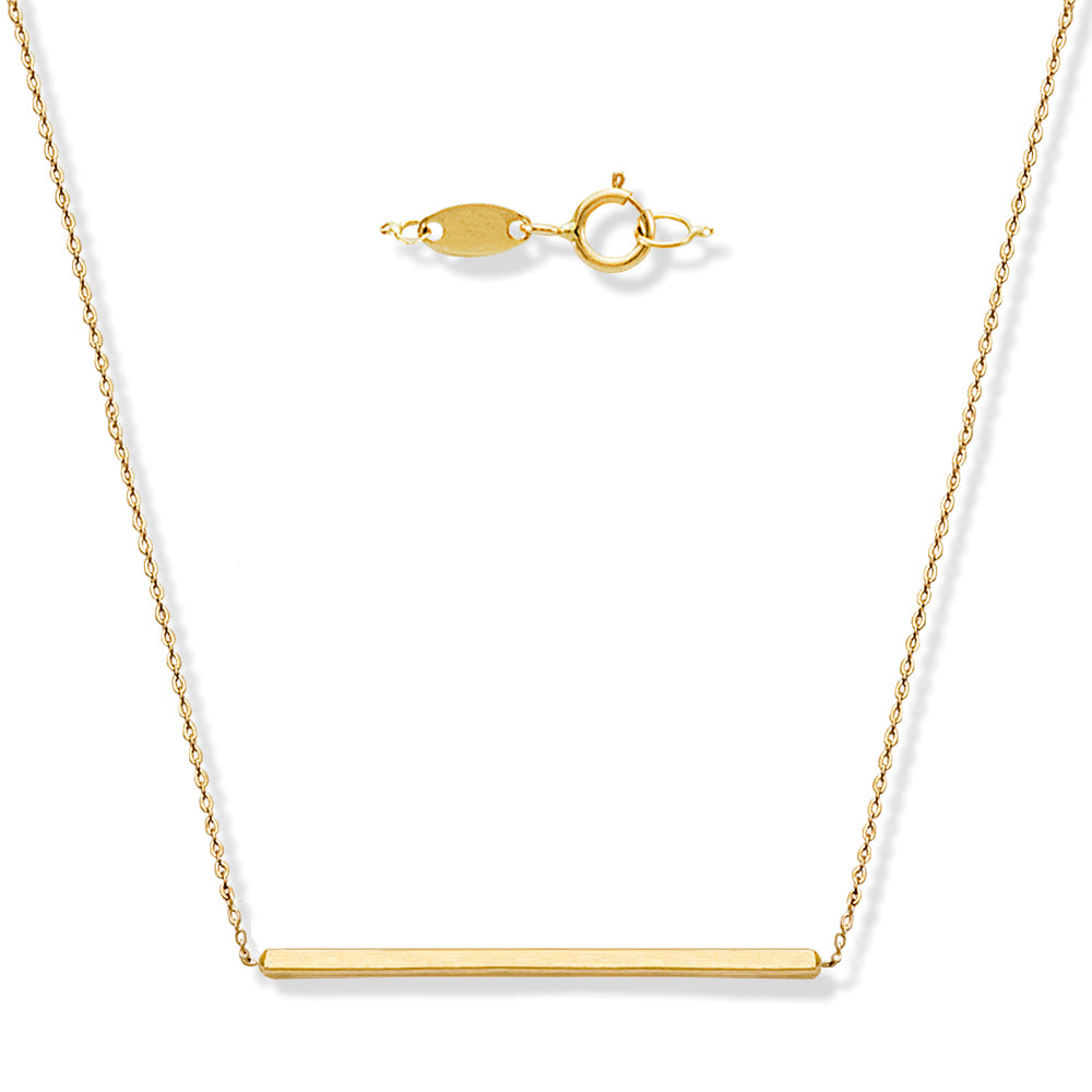 Single Bar Necklace Crafted in Solid 14K Yellow Gold