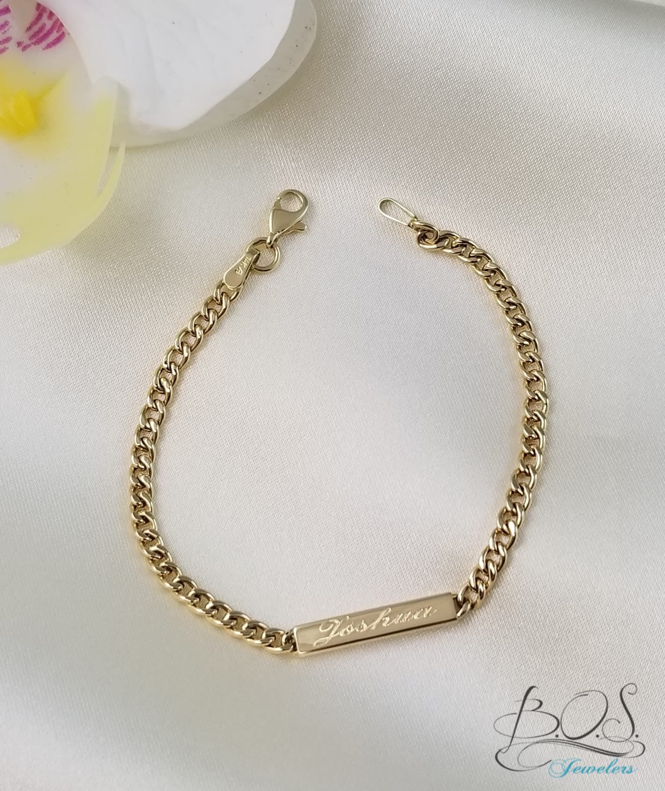 Curved Link ID Bracelet 14K Yellow Gold