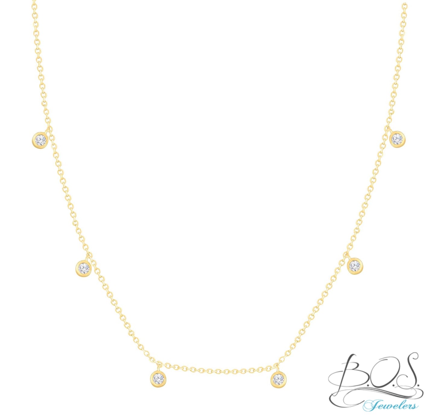 Delicate Diamond Dangle Necklace 14K Gold