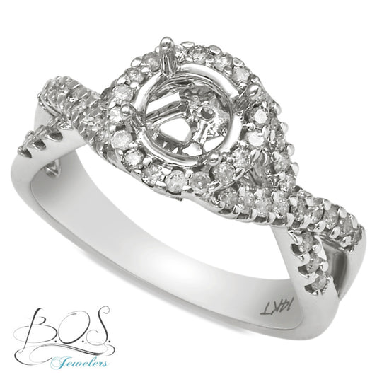 Celeste Infinity Halo Diamond Engagement Ring 14K White Gold