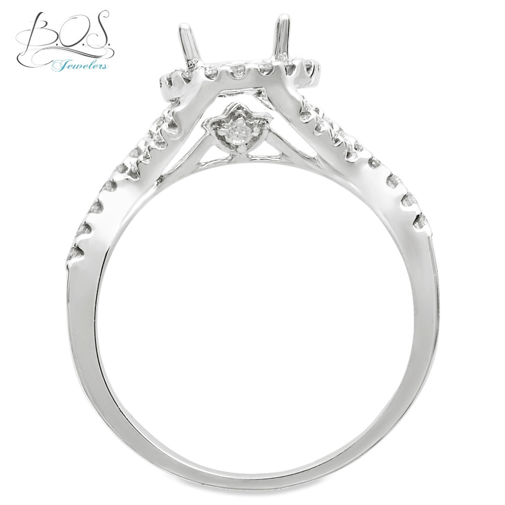 Celeste Infinity Halo Diamond Engagement Ring 14K White Gold