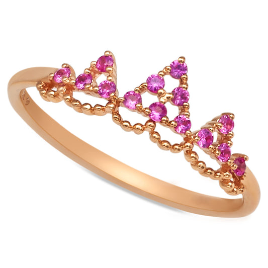 Pink Sapphire Crown Shape Ring 18K Gold