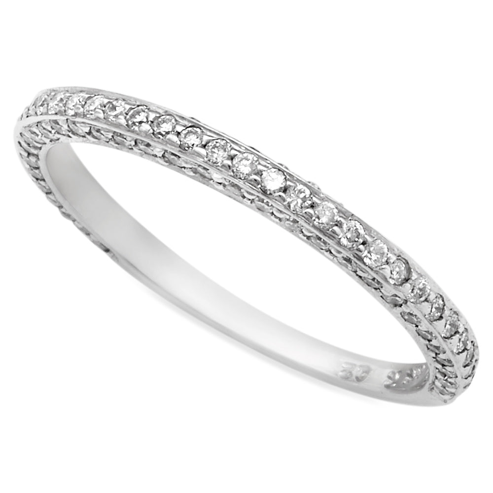Svelte Micro Pave Detail Diamond Matching Wedding Band Ring 14K White Gold