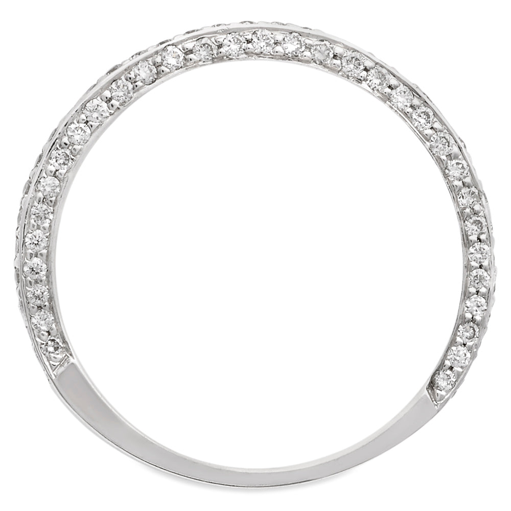Svelte Micro Pave Detail Diamond Matching Wedding Band Ring 14K White Gold