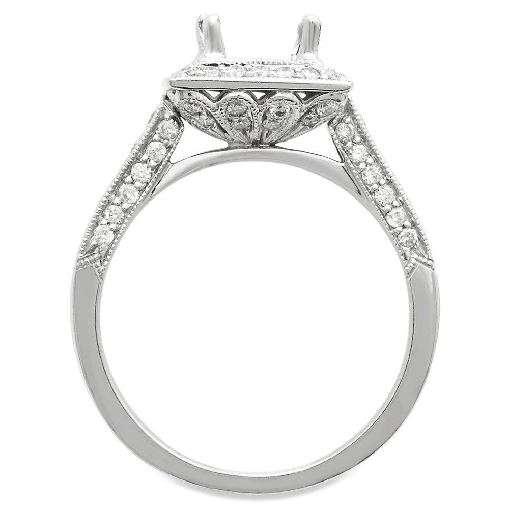 Square Halo diamond Petite Engagement Ring In 14K White Gold | Fascinating  Diamonds