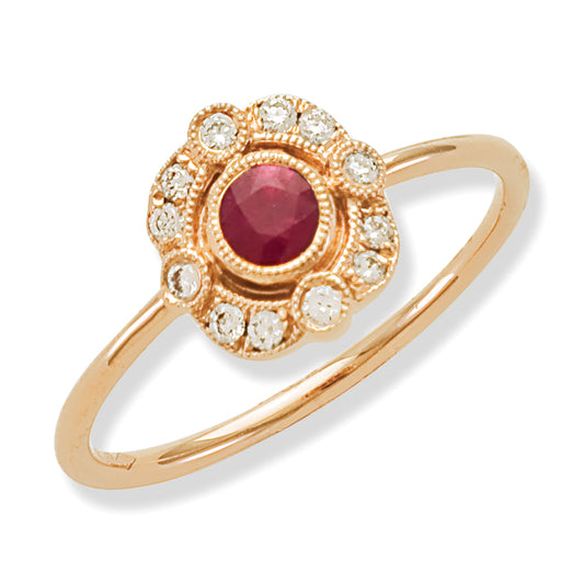 Red Ruby Antique Ring in Rose Gold