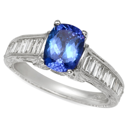 Tanzanite and Diamond Engagement Ring