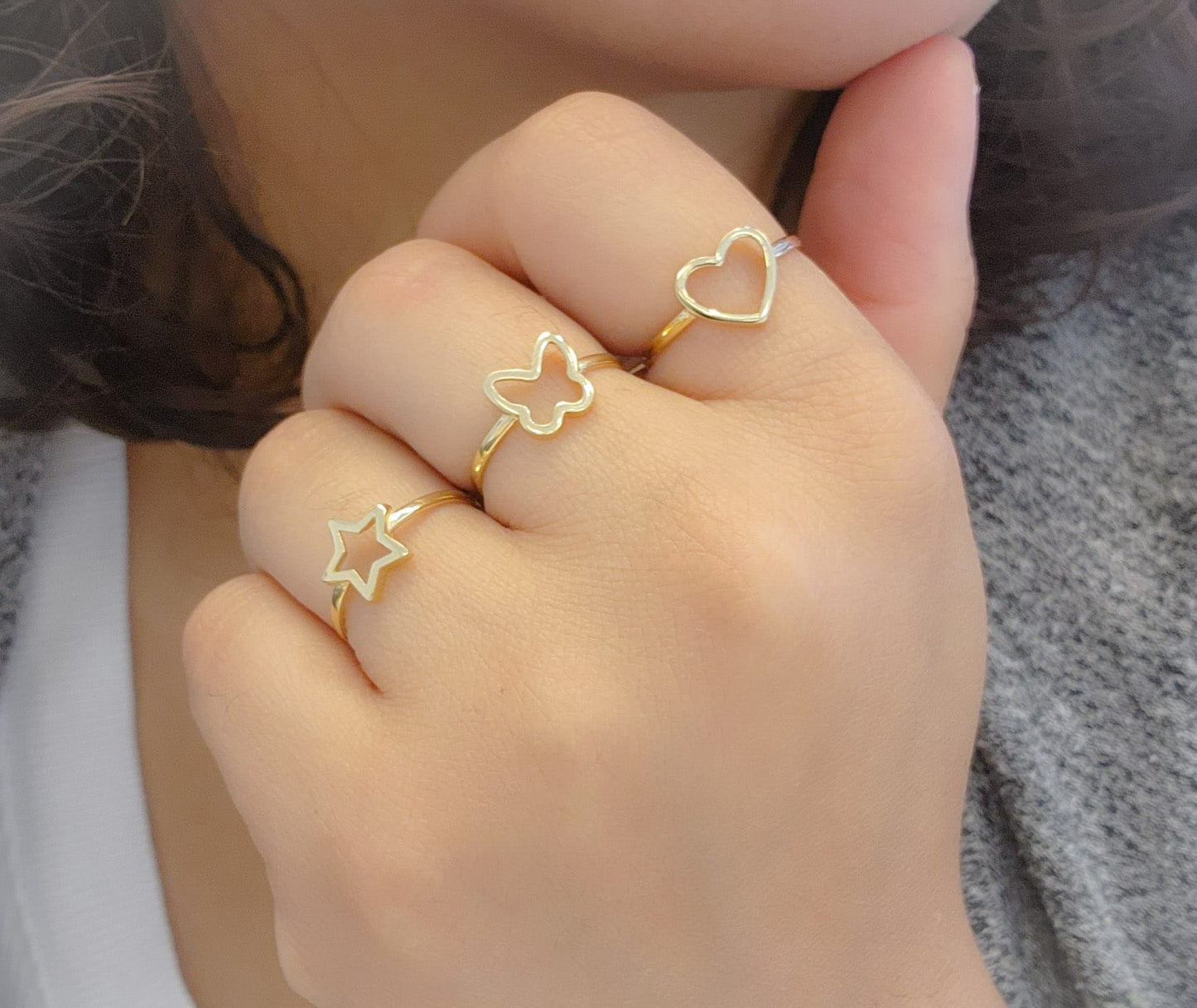 Open Butterfly Sillouette Ring 14K Ring