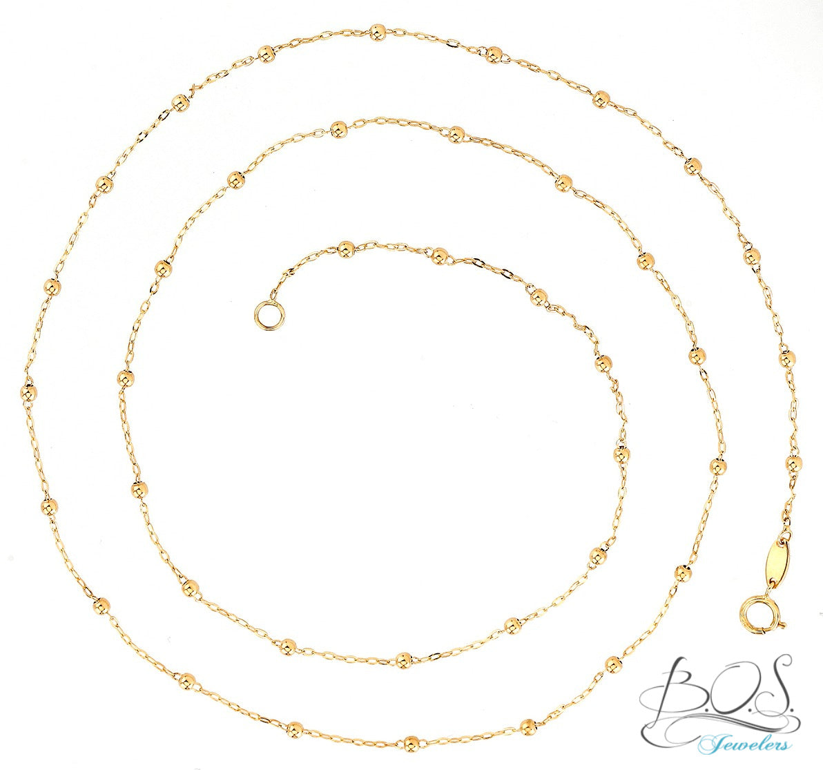 24 in Beaded Necklace 14K Gold