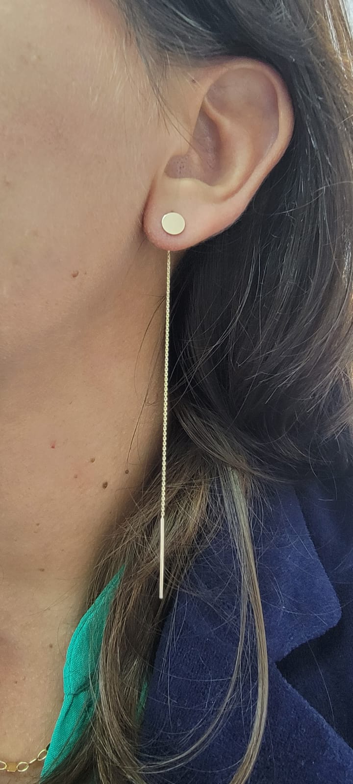 Circle Chain Earring Threader 14K Yellow Gold