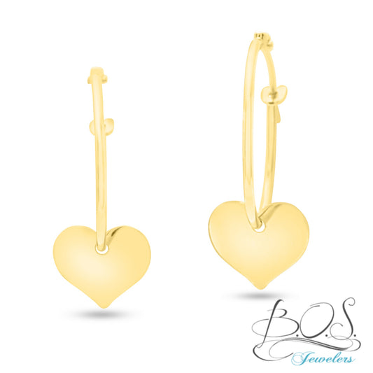 Hoop Earring with Hanging Heart Charm