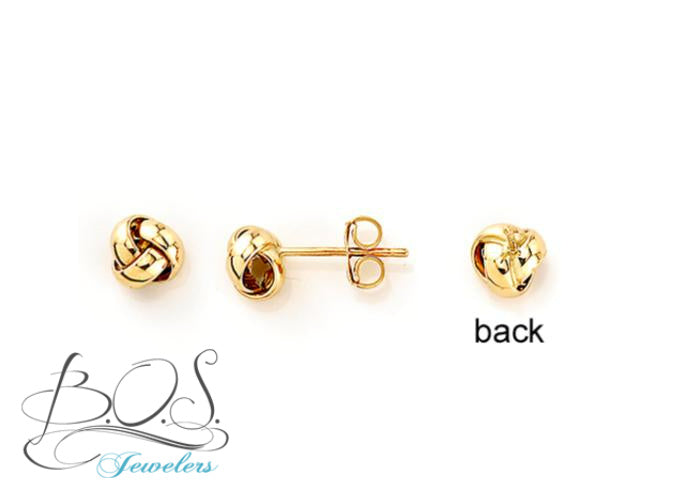 6.5 MM Love Knot Stud  Earrings 14K Gold