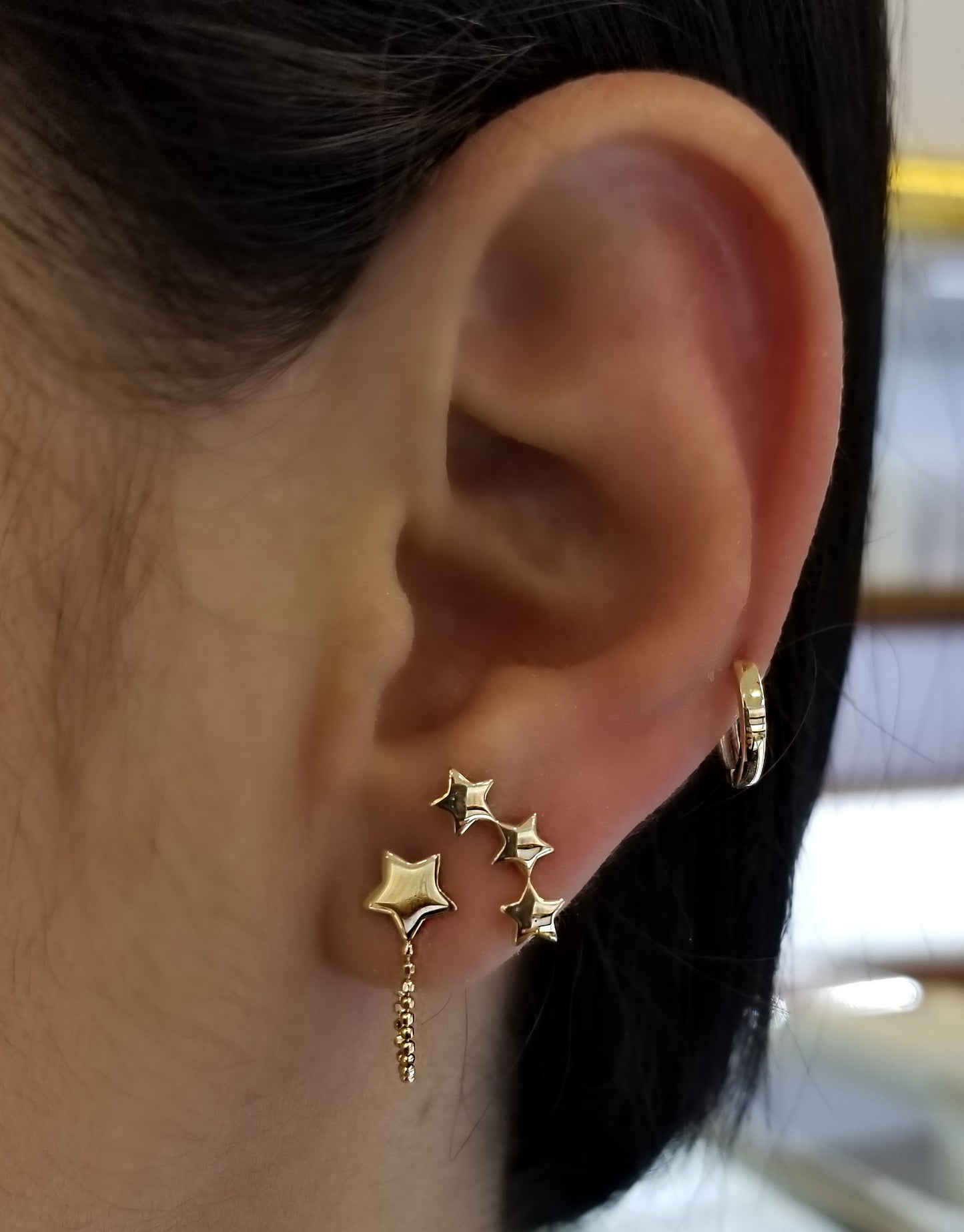 Mini-Two Tone Huggie Earrings in 14K Gold