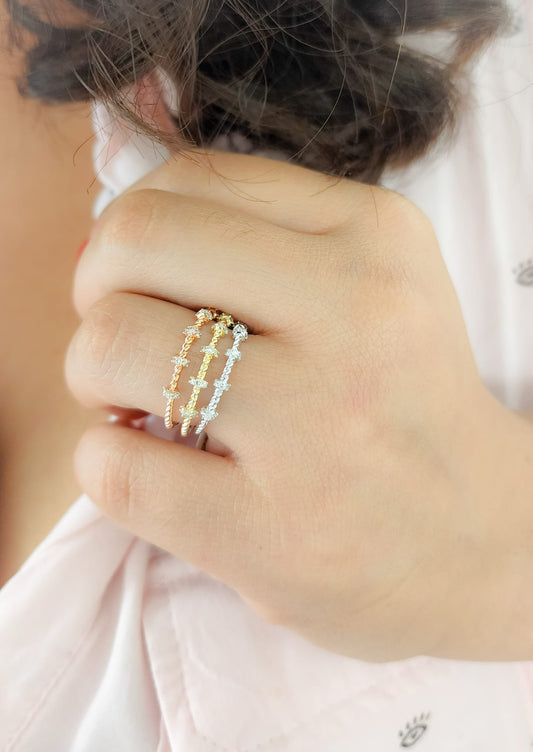 Rope Design Diamond Ring 14K Gold
