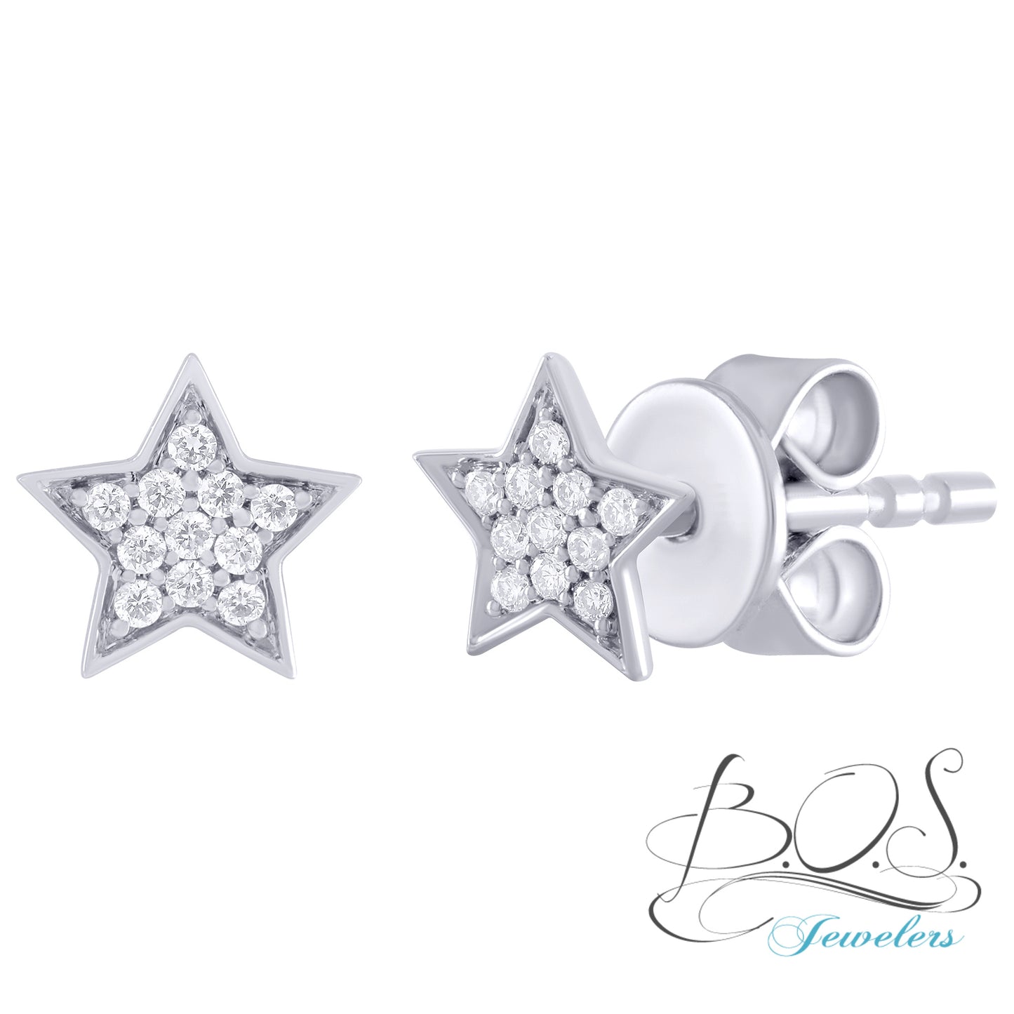 Diamond Star Stud Earring crafted in 14k Gold-6mm
