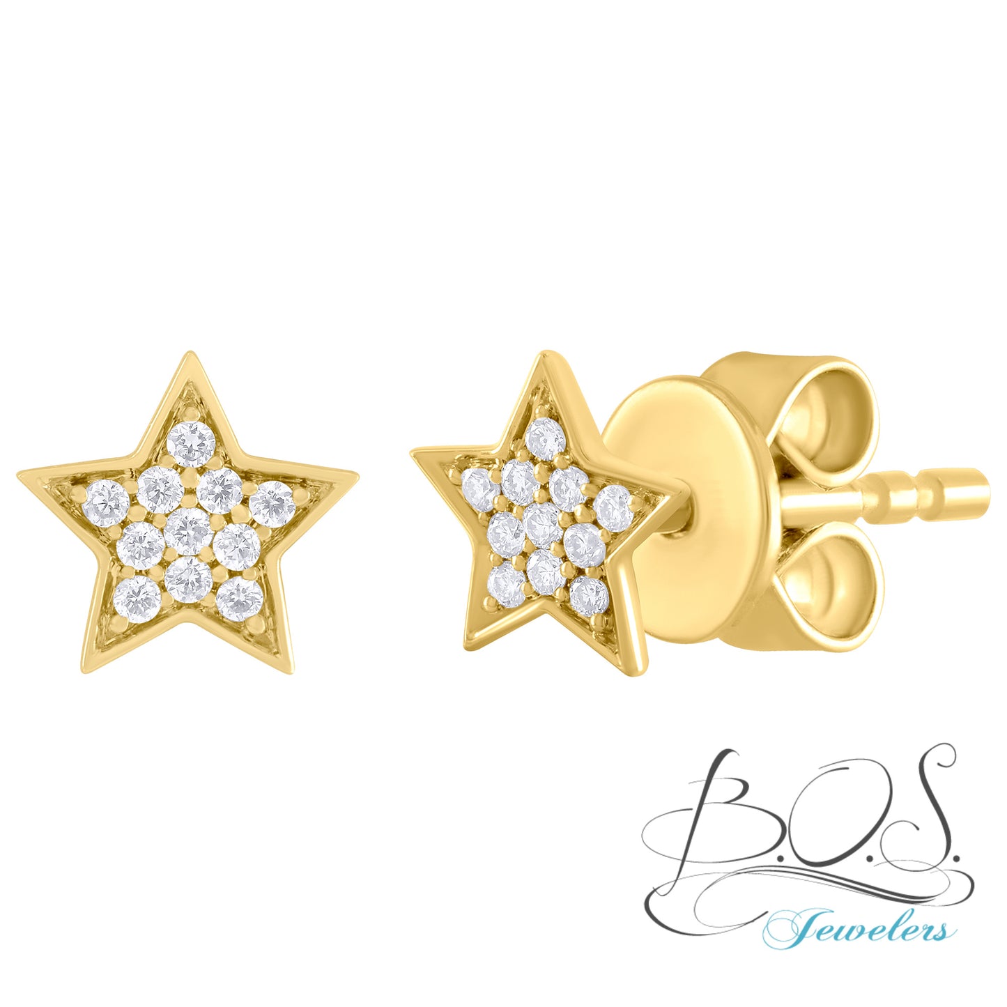 Diamond Star Stud Earring crafted in 14k Gold-6mm