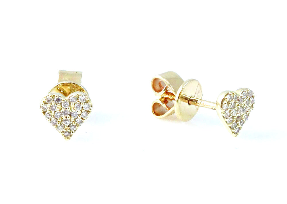 Diamond Heart Stud Earrings 14 Karat Gold