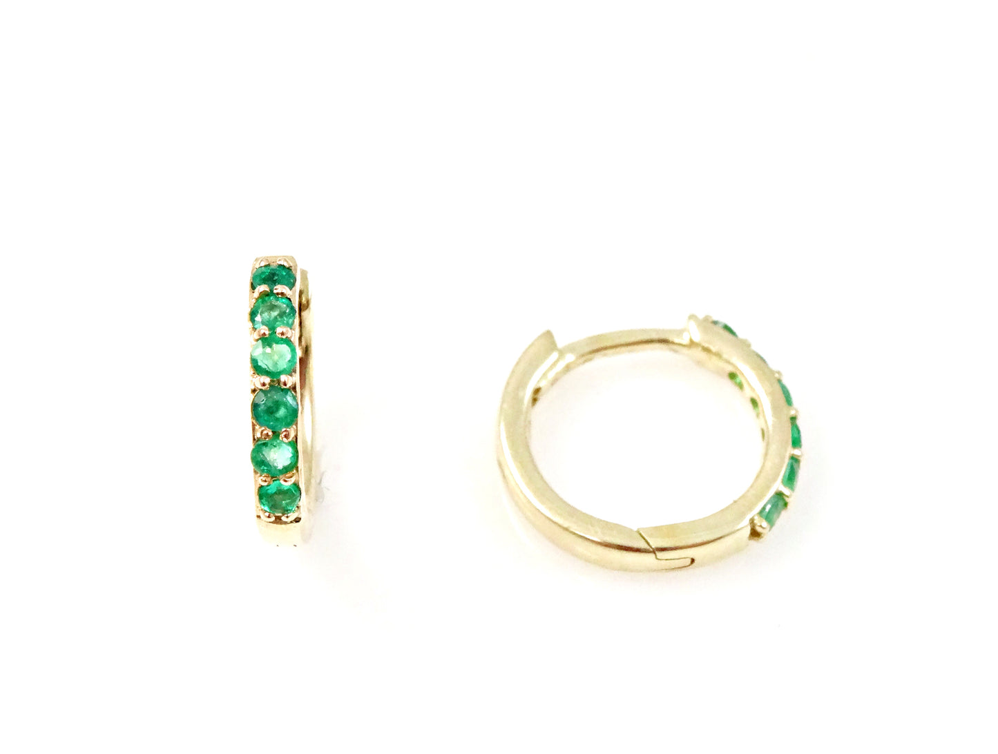 Huggie Earring with Precious Gems 14KY Gold