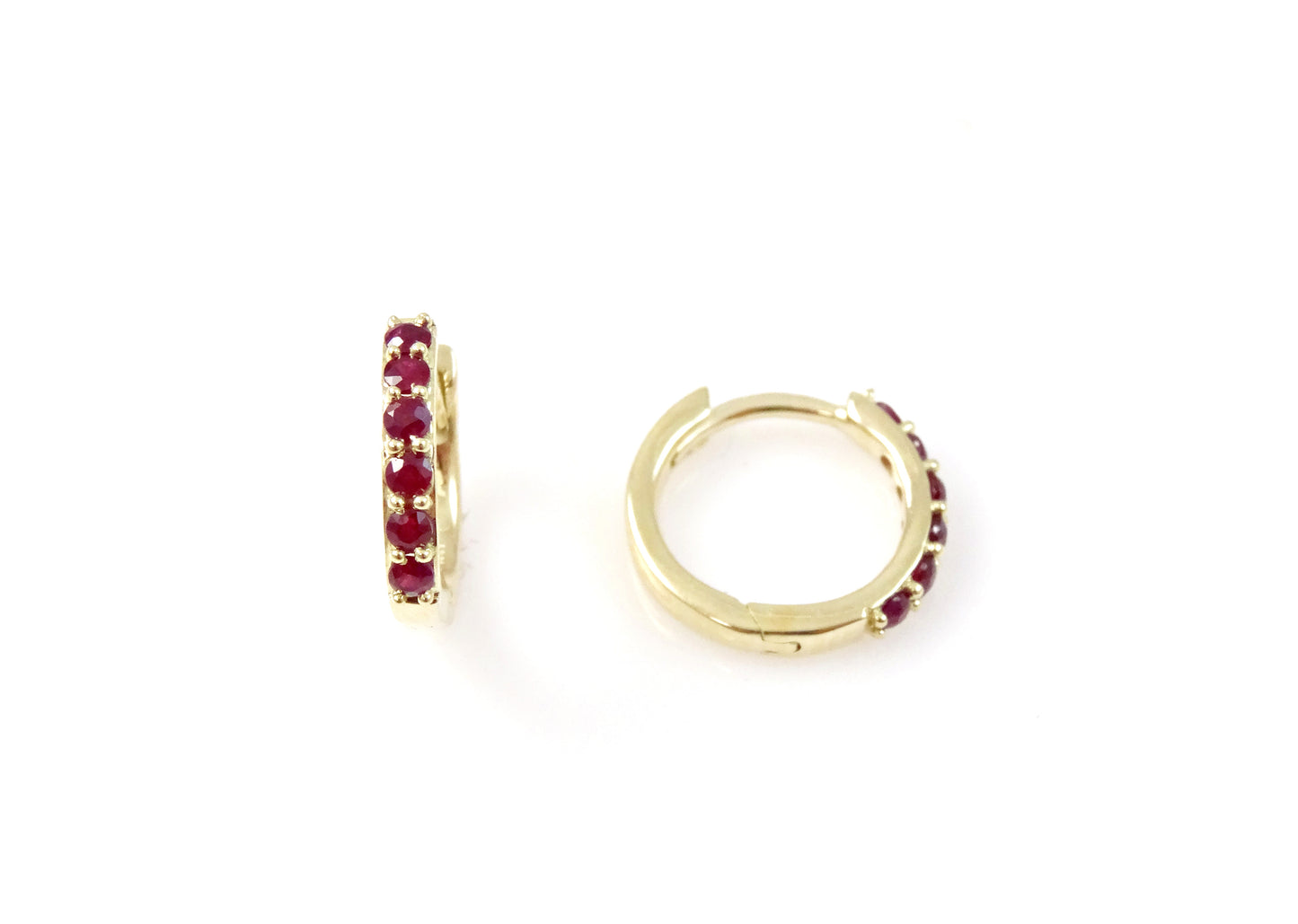 Huggie Earring with Precious Gems 14KY Gold