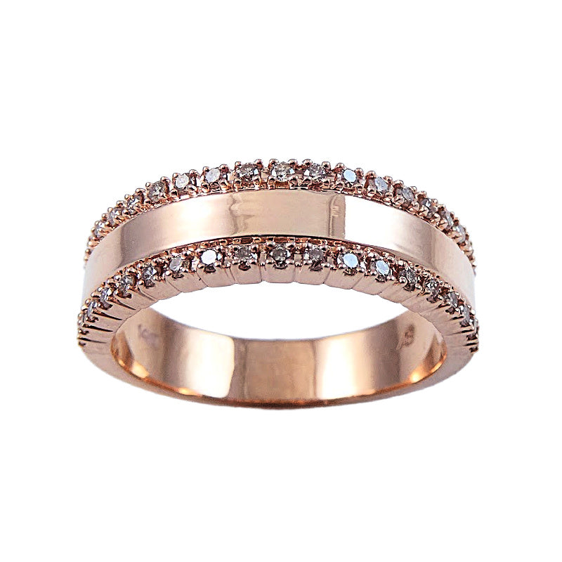 Diamond Ring Band With Plain Center 14K Gold