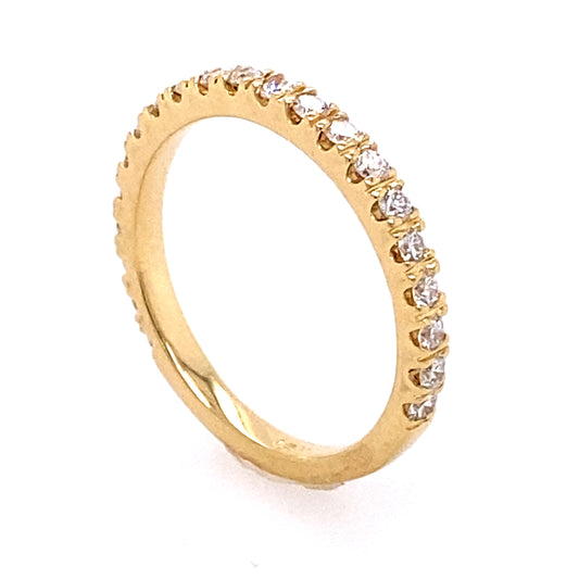 French Pave Partial Eternity Diamond Wedding Band Ring 14K Yellow Gold