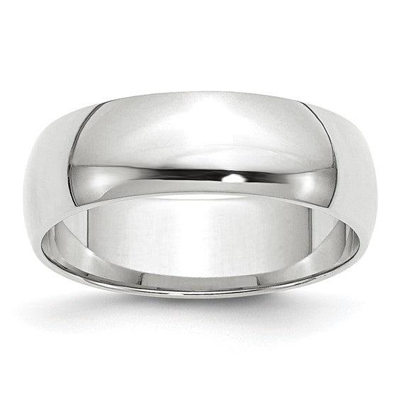 Half Round Traditional Comfort Fit Wedding Band 14K White Gold