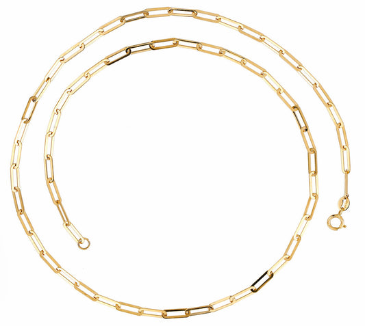 Thin Paper Clip Link (18in) Necklace 14K Yellow Gold