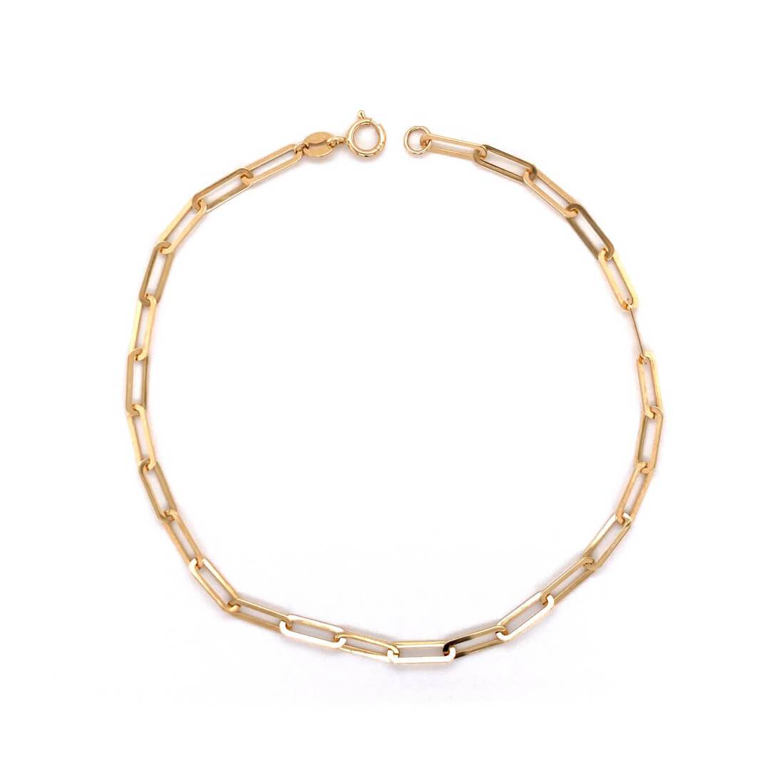 Thin Paperclip Bracelet Crafted in 14KY Gold