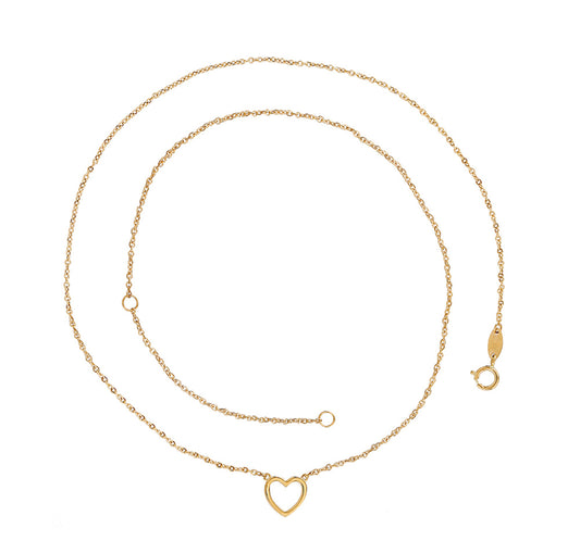 Open Heart High Polish Necklace 14K Yellow Gold