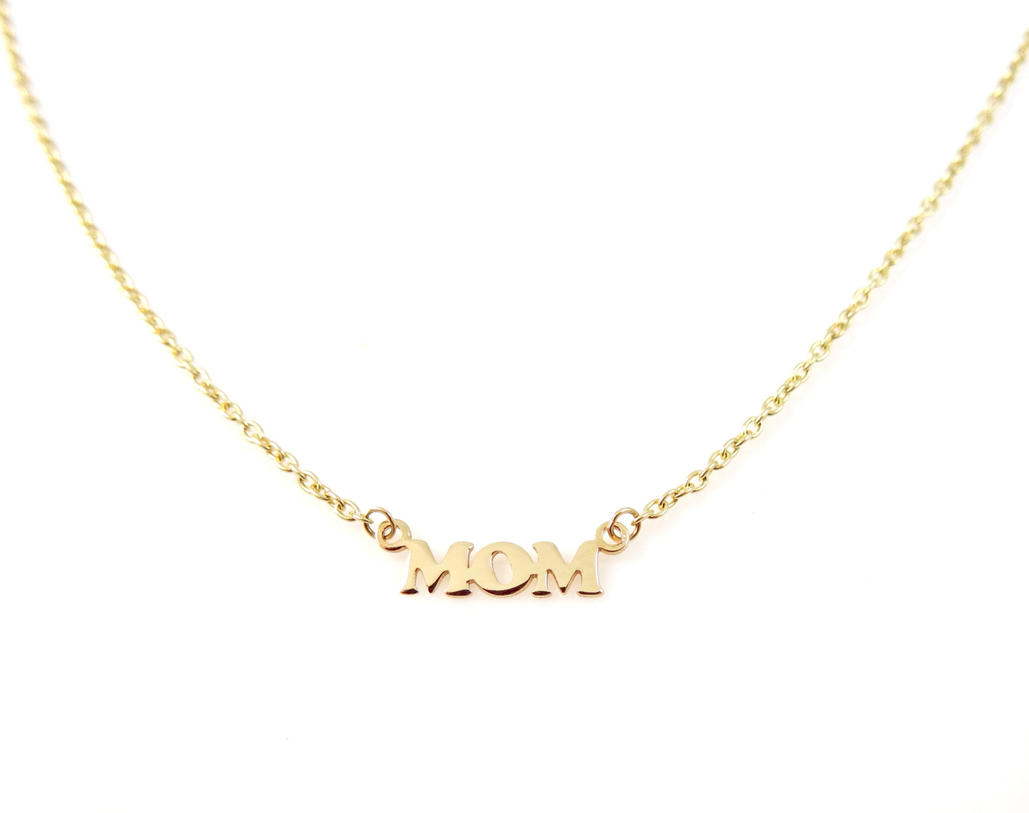 Miniature MOM Cut Out Necklace 14KY Gold