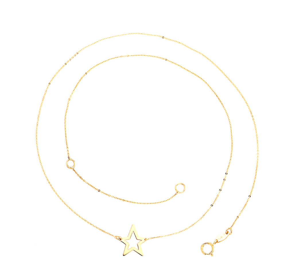 Open Star 14 Karat Yellow Gold Necklace