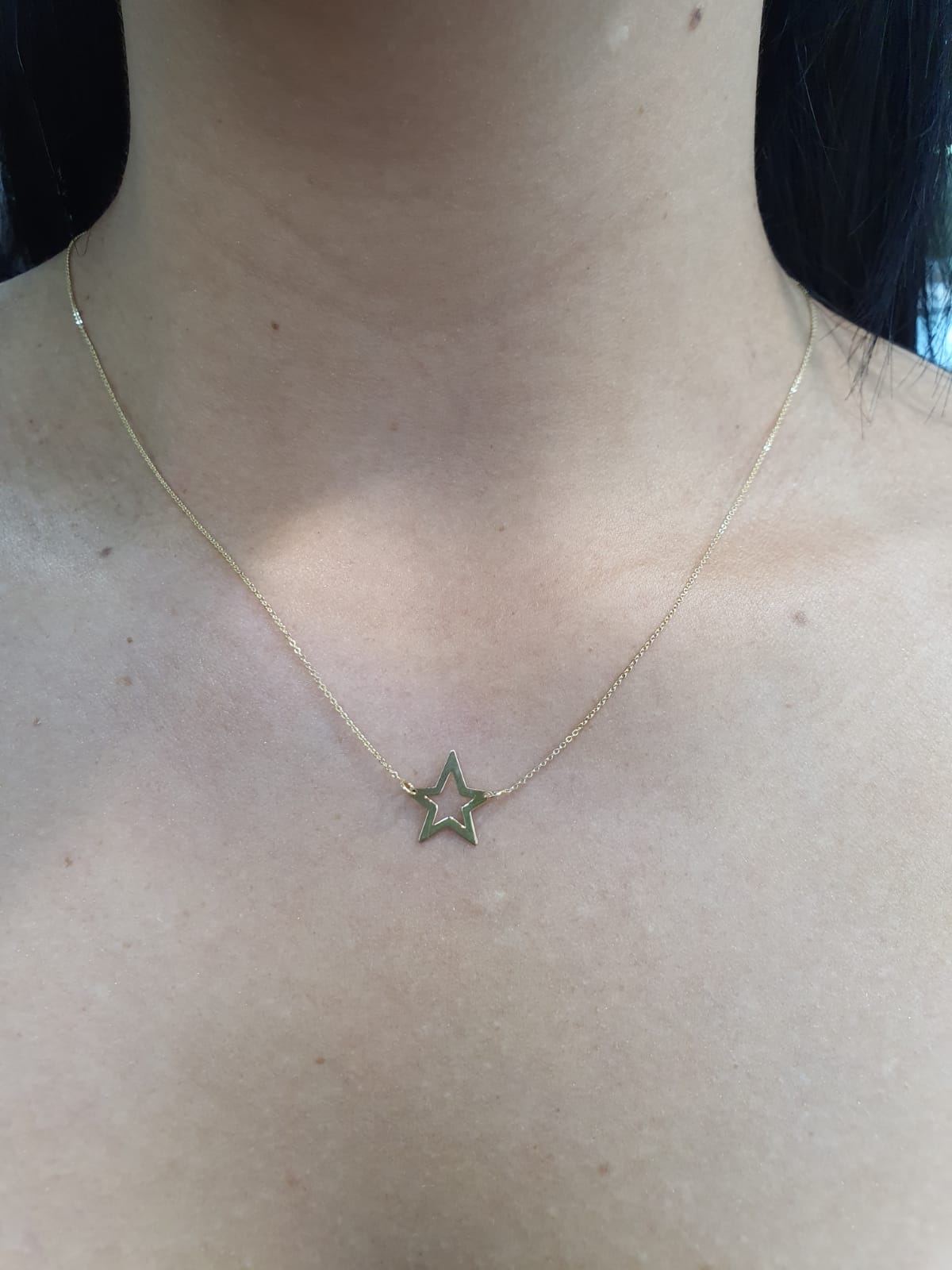 Open Star 14 Karat Yellow Gold Necklace
