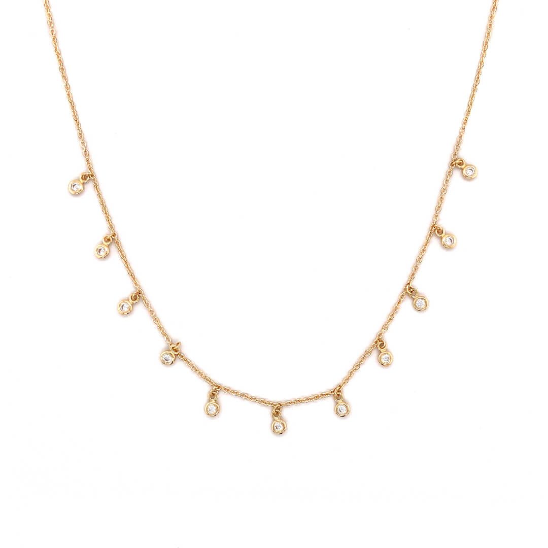 Dew Drop Dangle Necklace Crafted in 14 Karat Yellow Gold
