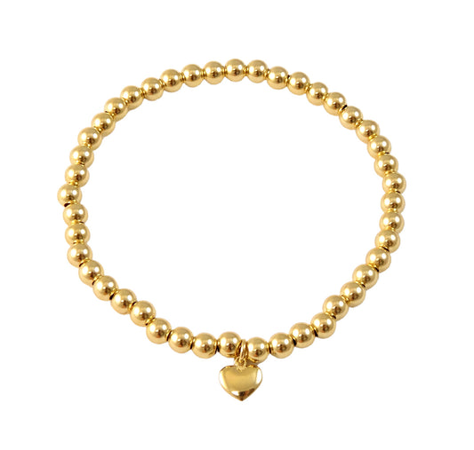 Heart Shape Charm Elastic Bracelet 14K Gold and Gold Filled