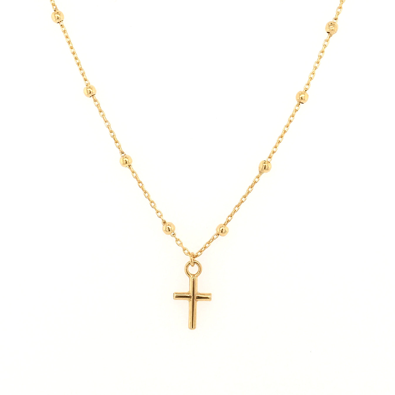 Miniature Cross on Beaded Necklace – BOS Jewelers Inc