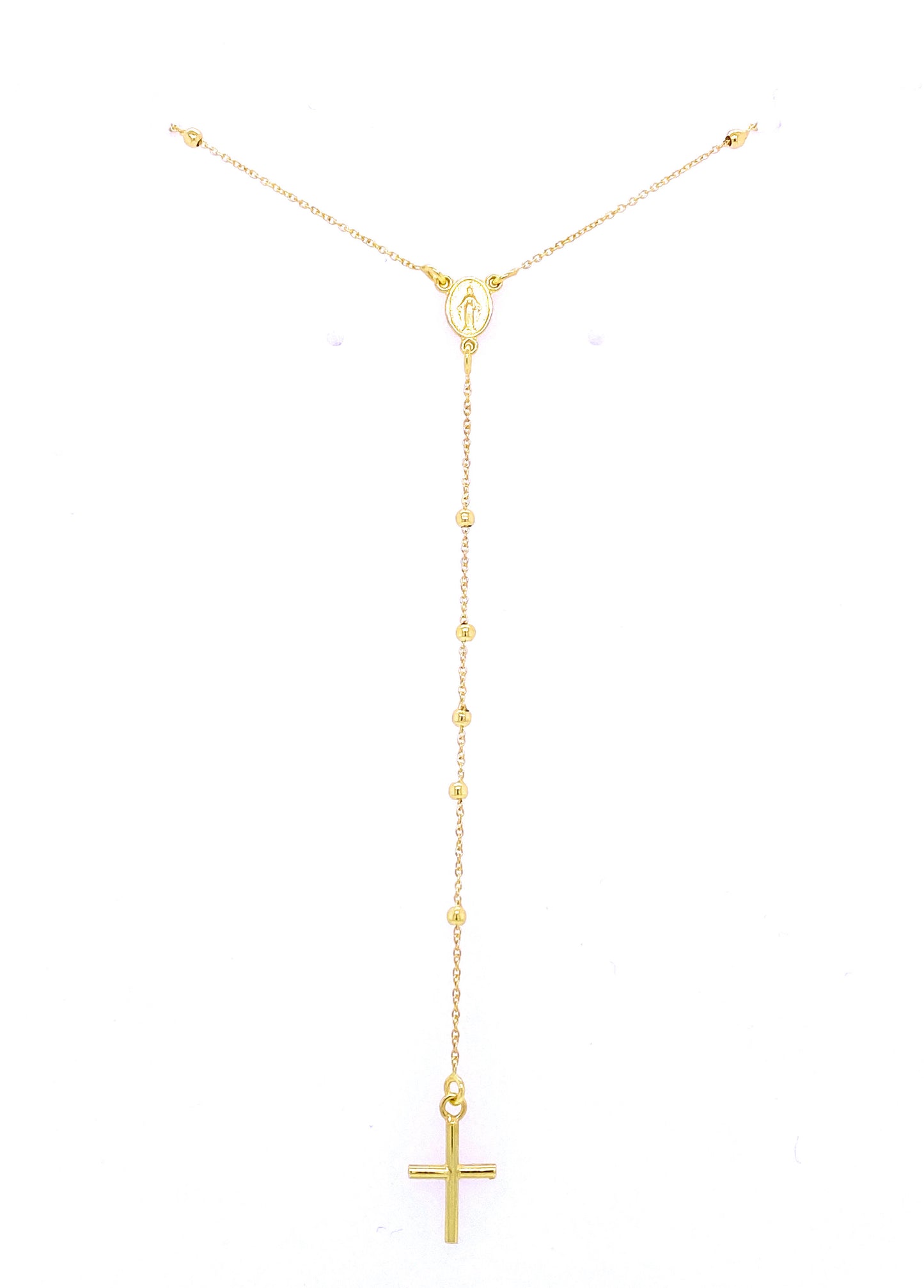 Thin Traditional Rosary Necklace 14K Yellow Gold