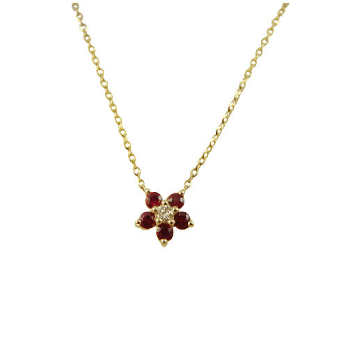 Color Stone and Diamond Necklace 14K Gold
