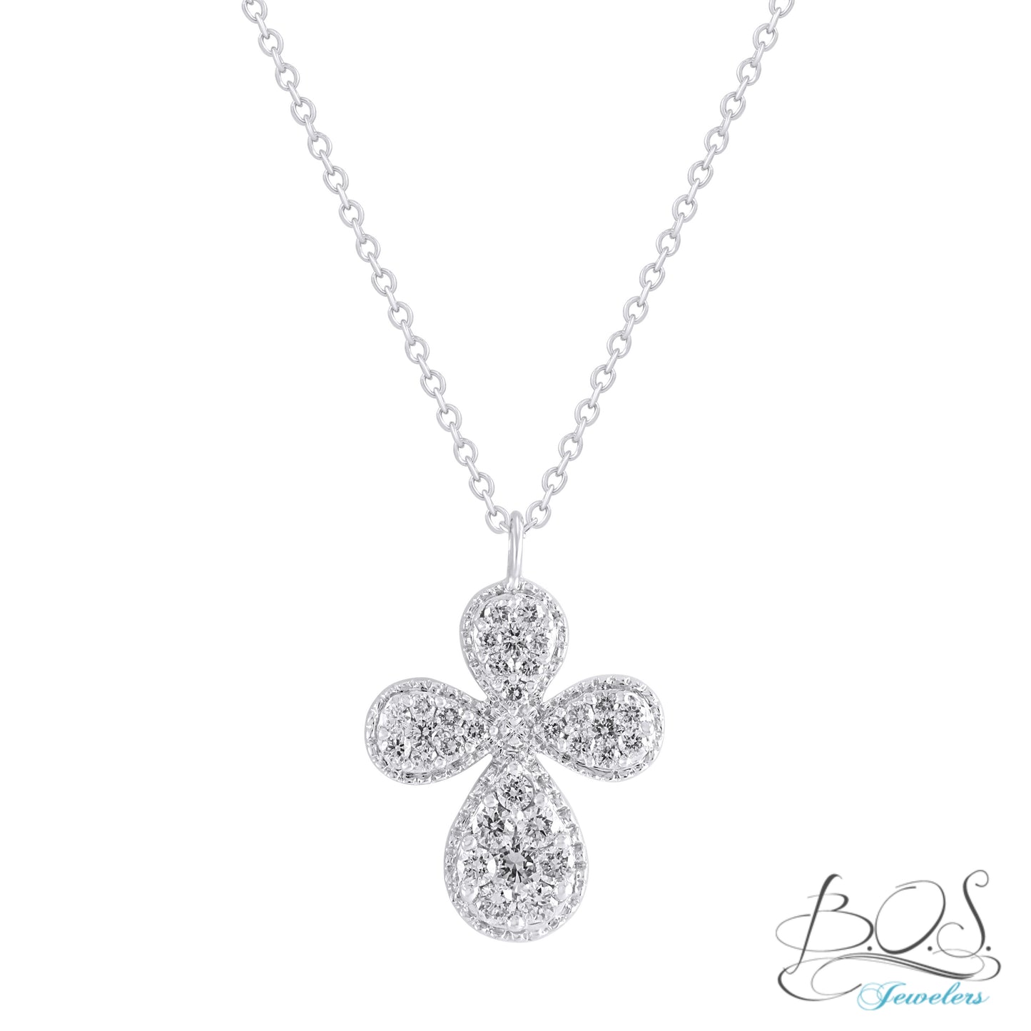 Diamond Cross Pendant Necklace 14K Gold