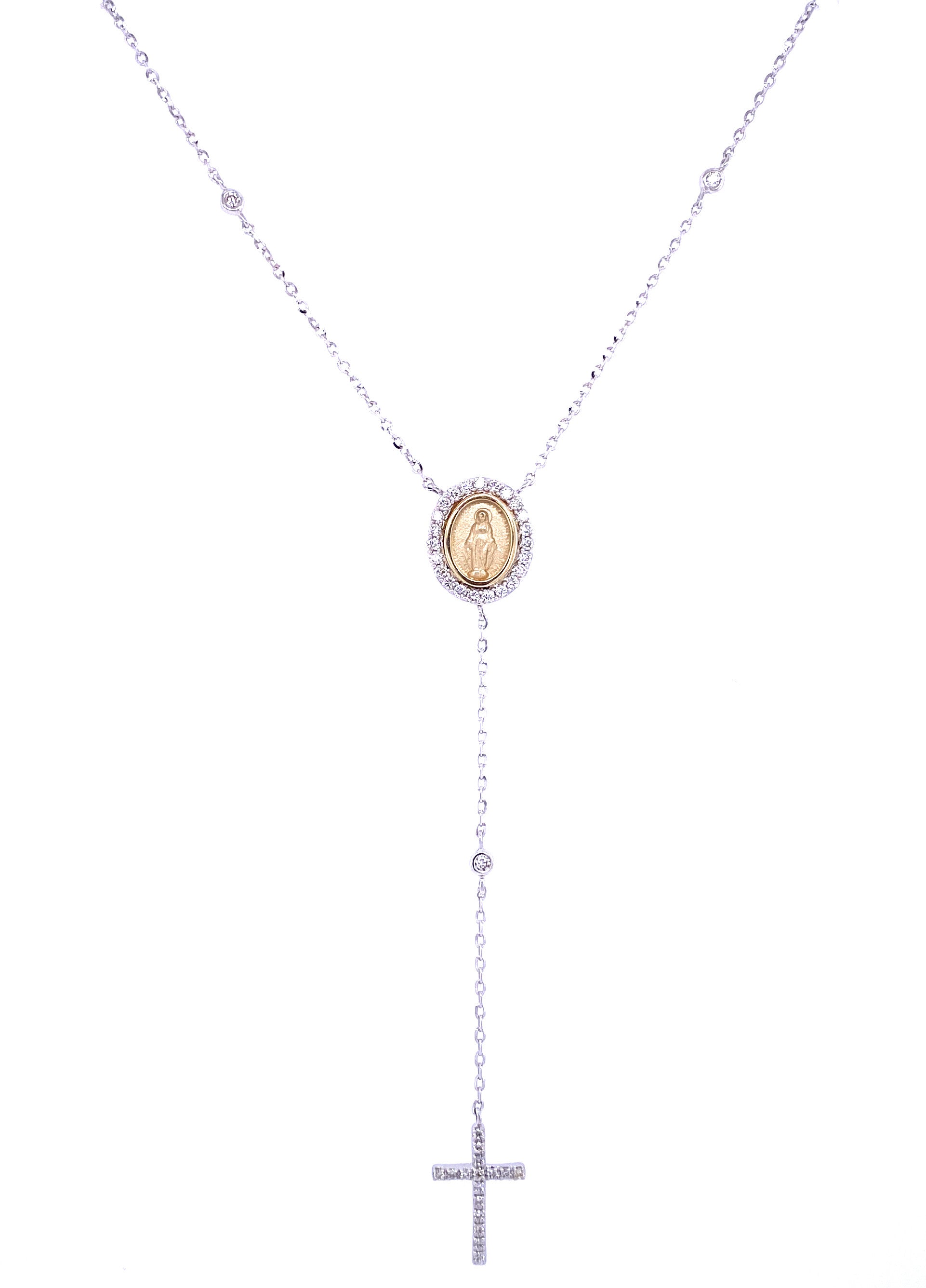 14K Gold Miraculous Medal Necklace, Miraculous Medal Rose Gold