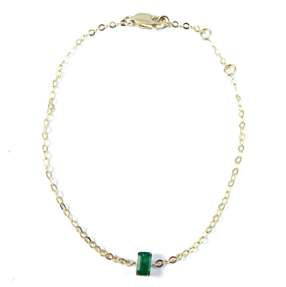 Emerald Cut Gemstone 14K Gold Bracelet