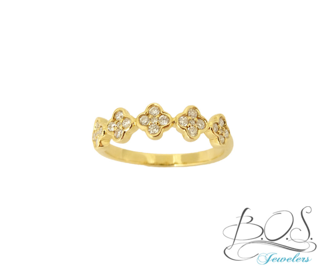 Clover Diamond Ring 14K Gold