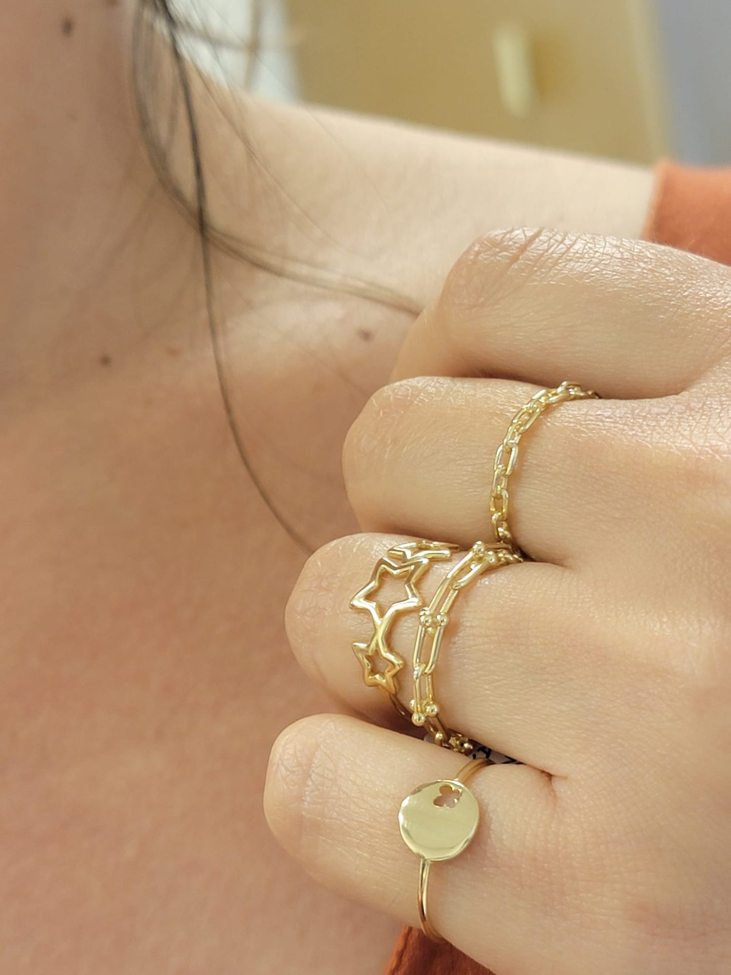 Miniature Chain Ring 14k Gold