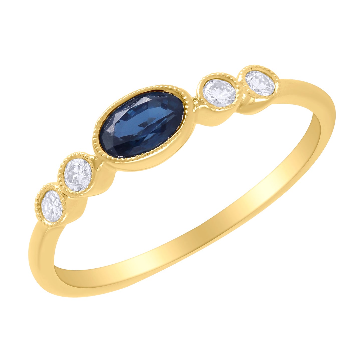 Oval Gemstone Diamond Ring 14K Gold