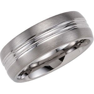 Men's White Tungsten 8.3 mm Grooved Band & Satin Finish